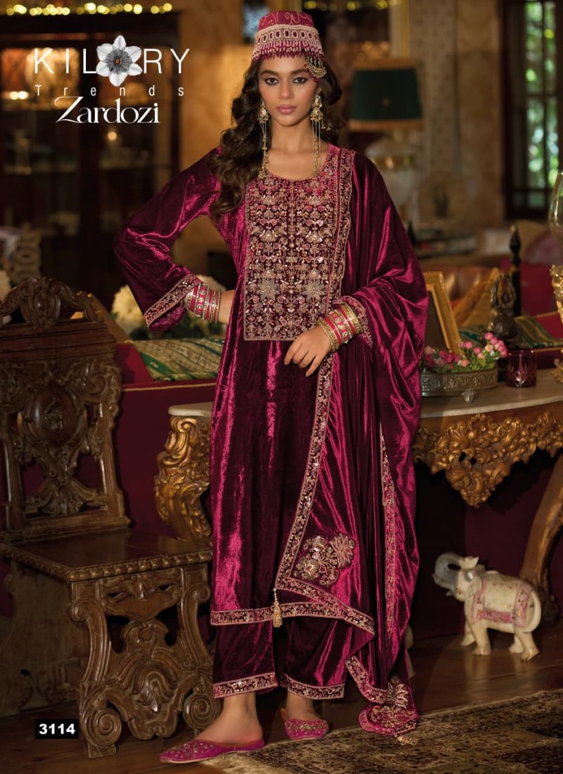 Zardozi By Kilory Velvet Zardosi Salwar Kameez 